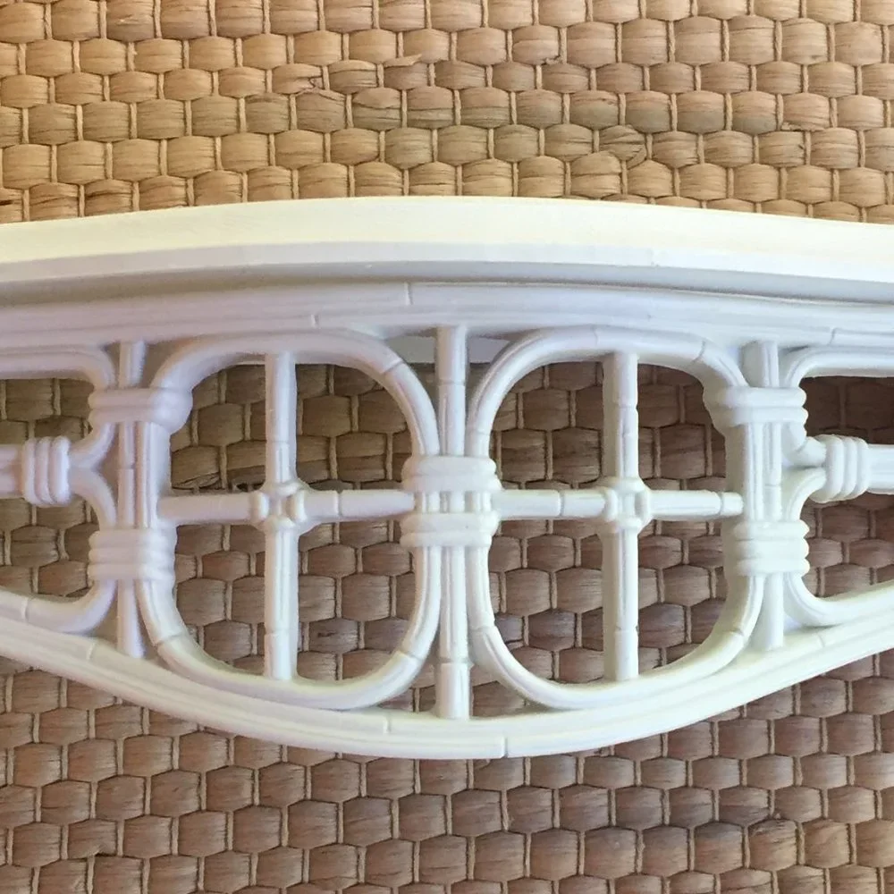 VTG Faux Wicker Mirror Shelf Sconces Set Homco Boho Plastic Wall Decor Dorm